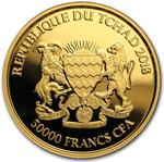 Gold Ounce 2018 Mandala Wildlife - Lion: Photo 2018 Republic of Chad 1 oz Gold Mandala Lion BU / thumbnail