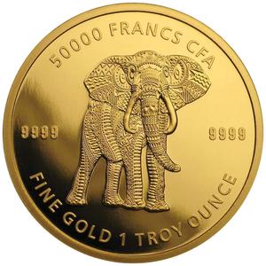 Chad / Gold Ounce 2019 Mandala Wildlife - Elephant - reverse photo