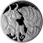 Silver Kilo 2023 Bull and Bear: Photo 2023 1 Kg Chad Bull and Bear .9999 Silver BU Coin / thumbnail