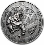 Silver Two Ounces 2021 Bull vs Bear: Photo https://www.apmex.com/product/232330/2021-republic-of-chad-2-oz-antique-silver-bull-vs-bear-pandemic / thumbnail
