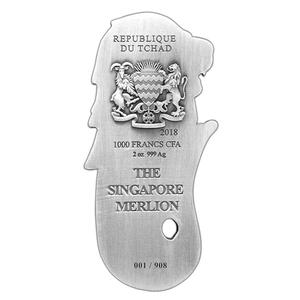 Chad / Silver Two Ounces 2018 Singapore Merlion - reverse photo