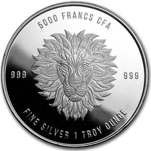 Chad / Silver Ounce 2018 Mandala Wildlife - Lion - reverse photo