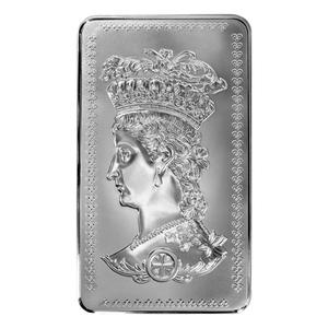 China / Silver One Hundred Ounces Bar - Gothic Crown - reverse photo