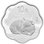 Silver Thirty Grams 2019 Year of the Pig, Blossom Shaped: Photo Coin, China, Silver Thirty Grams 2019 Year of the Pig, Blossom Shaped / thumbnail