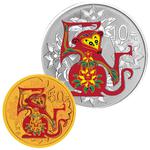 Gold Tenth-Ounce 2016 Year of the Monkey, Coloured: Photo Coin, China, Gold Three Grams 2016 Year of the Monkey, Coloured / thumbnail