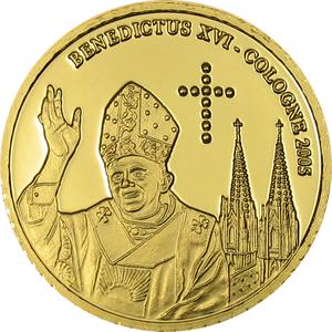 Congo, Democratic Republic of the / Twenty Francs Gold 2005 Benedict XVI Cologne - reverse photo