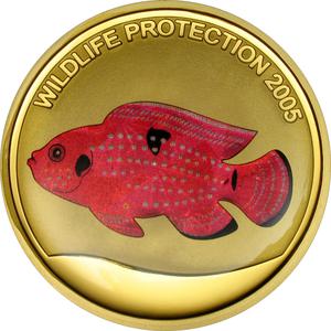 Congo, Democratic Republic of the / Gold Ounce 2005 Red Fish - reverse photo