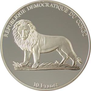 Congo, Democratic Republic of the / Ten Francs Silver 2003 Historical Cars - Jaguar SS 100 - obverse photo