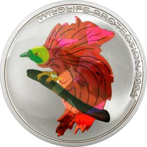 Congo, Democratic Republic of the / Ten Francs Silver 2004 Bird of Paradise - reverse photo