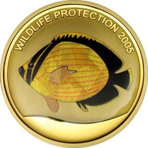 Congo, Democratic Republic of the / Gold Ounce 2005 Butterfly Fish - reverse photo