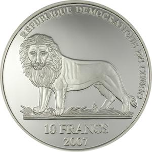 Congo, Democratic Republic of the / Ten Francs Silver 2007 Stamp Coin - obverse photo
