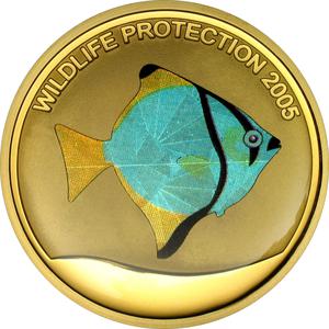Congo, Democratic Republic of the / Gold Ounce 2005 Green Fish - reverse photo