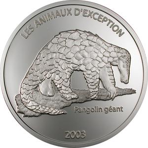 Congo, Democratic Republic of the / Ten Francs Silver 2003 Pangolin - reverse photo
