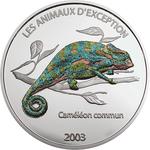 Congo, Democratic Republic of the / Ten Francs Silver 2003 Chameleon / Coloured Reverse - reverse photo
