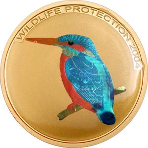 Congo, Democratic Republic of the / One Hundred Francs Gold 2004 Kingfisher - reverse photo