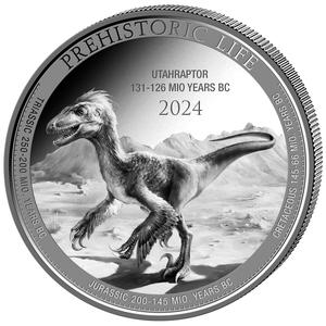 Congo, Democratic Republic of the / Silver Ounce 2024 Prehistoric Life II - Utahraptor - reverse photo