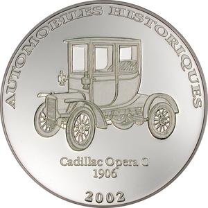 Congo, Democratic Republic of the / Ten Francs Silver 2002 Historical Cars - Cadillac Opera - reverse photo