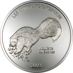 Congo, Democratic Republic of the / Ten Francs Silver 2003 Skunk - reverse photo