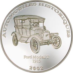 Congo, Democratic Republic of the / Ten Francs Silver 2002 Historical Cars - Ford Model T - reverse photo