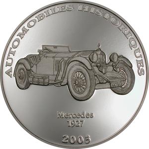 Congo, Democratic Republic of the / Ten Francs Silver 2003 Historical Cars - Mercedes 1927 - reverse photo