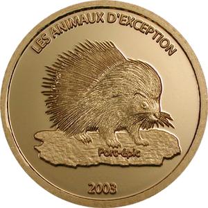 Congo, Democratic Republic of the / Gold Twenty-fifth Ounce 2003 Porcupine - reverse photo