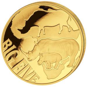 Congo, Democratic Republic of the / Gold Five Ounces 2013 Big Five - Rhino - reverse photo