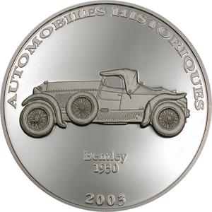 Congo, Democratic Republic of the / Ten Francs Silver 2003 Historical Cars - Bentley 1930 - reverse photo