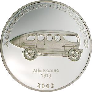 Congo, Democratic Republic of the / Ten Francs Silver 2002 Historical Cars - Alfa Romeo 1913 - reverse photo