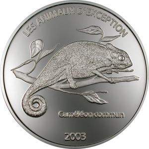 Congo, Democratic Republic of the / Ten Francs Silver 2003 Chameleon - reverse photo