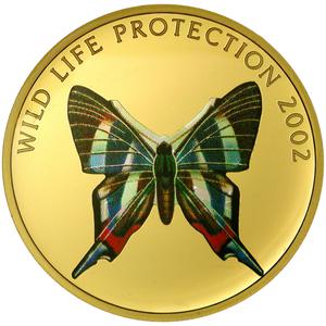Congo, Democratic Republic of the / Gold Ounce 2002 Butterfly - Brown - reverse photo