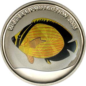 Congo, Democratic Republic of the / Five Francs 2005 Butterfly Fish - reverse photo