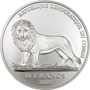 Congo, Democratic Republic of the / Ten Francs Silver 2005 John Paul II Memoriam - obverse photo