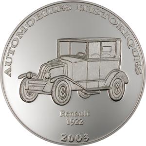Congo, Democratic Republic of the / Ten Francs Silver 2003 Historical Cars - Renault 1922 - reverse photo