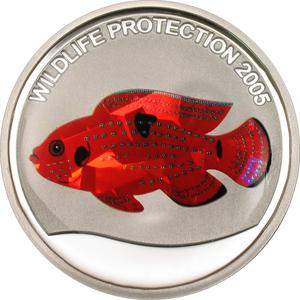 Congo, Democratic Republic of the / Ten Francs Silver 2005 Red Fish - reverse photo