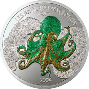 Congo, Democratic Republic of the / Ten Francs Silver 2004 Octopus - reverse photo
