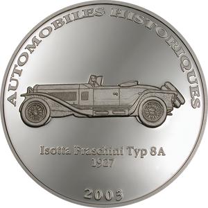 Congo, Democratic Republic of the / Ten Francs Silver 2003 Historical Cars - Isotta Fraschini - reverse photo