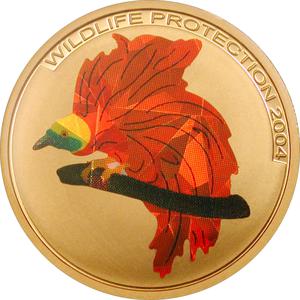 Congo, Democratic Republic of the / One Hundred Francs Gold 2004 Bird of Paradise - reverse photo