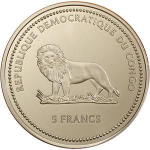 Congo, Democratic Republic of the / Five Francs 2002 Butterfly - Brown - obverse photo
