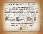 Gold Half Gram 2015 Big Horned Ram: Photo Coin, Congo, Republic of the, Gold Half Gram 2015 Big Horned Ram / thumbnail