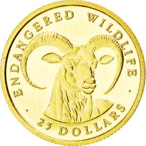 Cook Islands / Twenty-Five Dollars Gold 1990 Longhorn Sheep - reverse photo