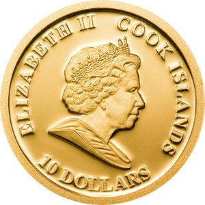 Cook Islands / Ten Dollars Gold 2009 40th Anniversary of Apollo 11 - obverse photo