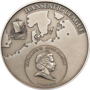 Cook Islands / Five Dollars Silver 2009 Hanseatic League - Gdansk - obverse photo