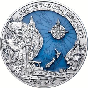 Cook Islands / Silver Three Ounces 2020 Captain Cook Voyage of Discovery - reverse photo