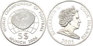 Cook Islands / Silver Twenty Grams 2005 World Championship of Football - obverse photo
