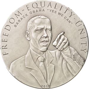 Cook Islands / Five Dollars Silver 2010 Obama - obverse photo