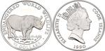 Fifty Dollars Silver 1990 Rhinoceros: Photo Coin, Cook Islands, Fifty Dollars Silver 1990 Rhinoceros / thumbnail
