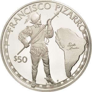 Cook Islands / Fifty Dollars 1988 Francisco Pizarro - reverse photo