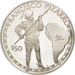 Fifty Dollars 1988 Francisco Pizarro: Photo Coin, Cook Islands, Fifty Dollars 1988 Francisco Pizarro / thumbnail