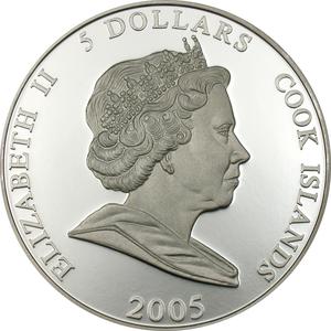Cook Islands / Five Dollars Silver 2005 Royal Wedding - Charles and Camilla - obverse photo