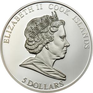 Cook Islands / Five Dollars Silver 2008 Penguin - obverse photo